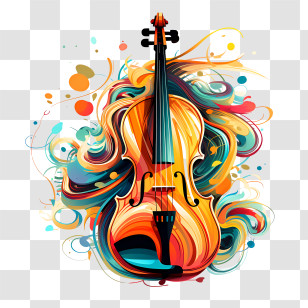 Violin Day - Creative Colorful Violin In Artistic Design Transparent PNG