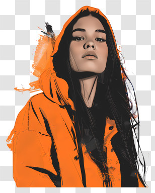 Olivia Rodrigo - Woman In Orange Jacket Transparent PNG