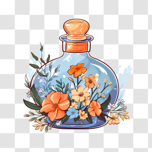 Perfume Bottle - Floral Decorative Glass Bottle Illustration Transparent PNG