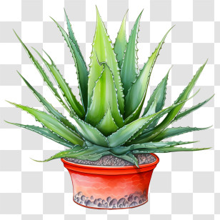 Aloe Vera - Potted Aloe Vera Plant Illustration Transparent PNG