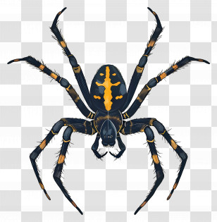 Spider - Detailed Spider Illustration With Yellow Accents Transparent PNG