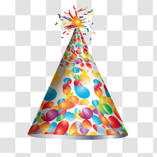 Birthday Hat - Colorful Party Hat With Confetti Transparent PNG
