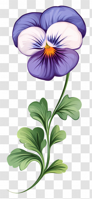 Viola Border - Purple Pansy With Leaves Transparent PNG