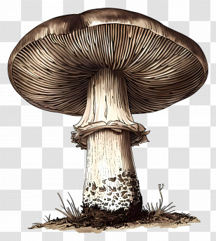 Portobello Mushroom - Realistic Detailed Illustration Of A Mushroom Transparent PNG