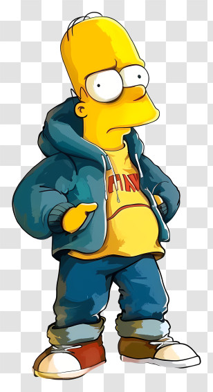 Simpsons - Cool Yellow Cartoon Character In Hoodie Transparent PNG