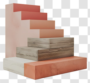 Wooden Stairs - Wooden And Concrete Step Design Transparent PNG