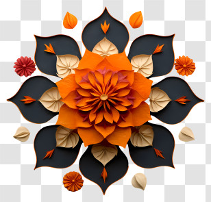 Pookalam Floral - Artistic Paper Flower Mandala Design Transparent PNG