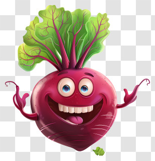 3d Cartoon Vegetable - Smiling Cartoon Beet Character Transparent PNG