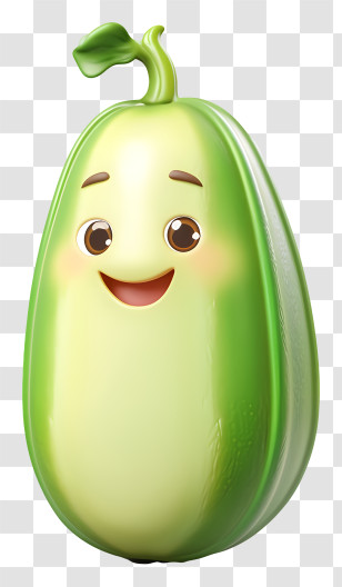 3d Cartoon Vegetable - Green Smiling Fruit Cartoon Transparent PNG