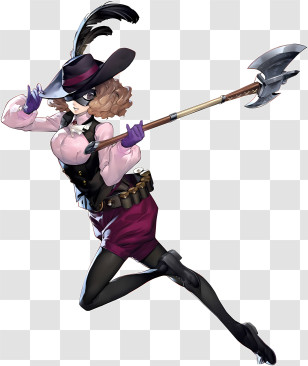 Shin Megami Tensei - Masked Fantasy Character With Weapon And Hat Transparent PNG