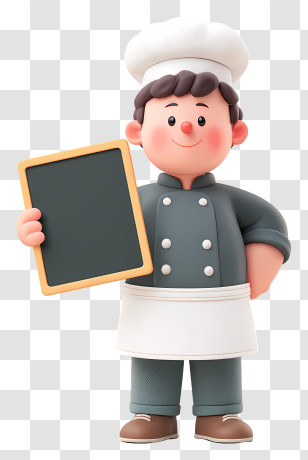 Chef Holding A Chalkboard - Chef With Blank Menu Board Transparent PNG