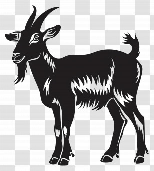 Goat Silhouette - Black Silhouette Of A Goat Transparent PNG