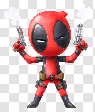 Deadpool Holding Two Pistols - Chibi Deadpool Dual-Pistol Transparent PNG