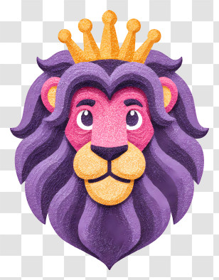 Purple Lion Logo With Crown - Royal Lion With Crown Transparent PNG