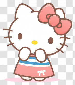 Hello Kitty - Hello Kitty Cartoon With Pink Bow Transparent PNG