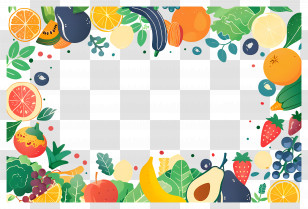 Food Background - Colorful Fruit And Vegetable Border Illustration Transparent PNG