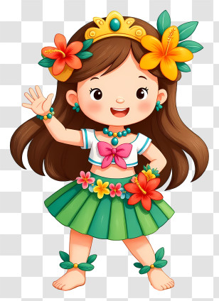 Hawaiian Girl - Cute Hula Dancing Girl Transparent PNG