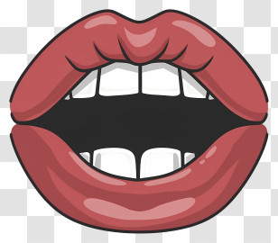 Cartoon - Red Lips Illustration Symbol Transparent PNG