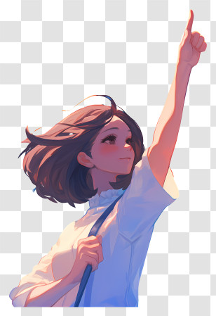Pointing Up - Anime Girl Pointing Upwards Transparent PNG
