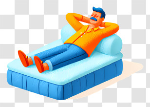 Man Relaxing On Mattress - Man Relaxing On A Bed Transparent PNG