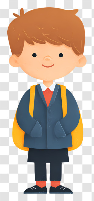 Primary School Child - Boy With Backpack In School Uniform Transparent PNG