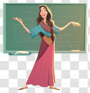 Female Teacher - Teacher Illustration In Classroom Transparent PNG
