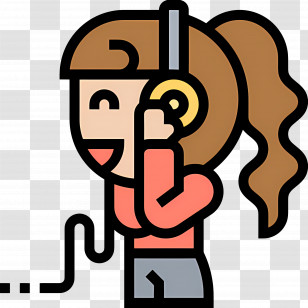 Listening Music - Cartoon Girl Enjoying Music Transparent PNG
