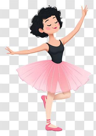 Cartoon Ballerina - Graceful Ballerina In Pink Tutu Transparent PNG