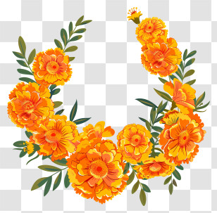 Marigold Garland - Beautiful Orange Flower Wreath Transparent PNG