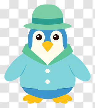 Cute Traveling Penguin - Penguin Wearing A Coat And Hat Transparent PNG