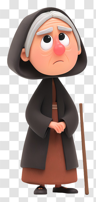 Sad Old Woman - Cartoon Old Woman In Cloak Transparent PNG