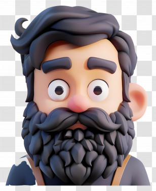 Beard Man - Cartoon Man With Beard In 3D Artwork Transparent PNG