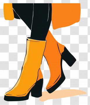 Fashion Boots - Stylish Orange Boots Transparent PNG
