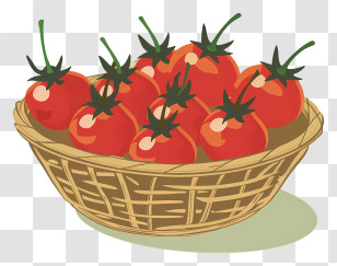 Cherry Tomato - Wicker Basket Filled With Fresh Cherry Tomatoes Transparent PNG