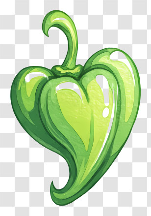 Green Vegan Symbol - Green Heart-Shaped Pepper Transparent PNG