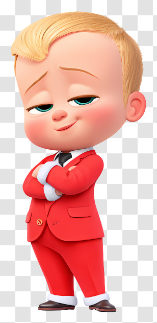Boss Baby - Smug Blonde Baby In Red Suit Transparent PNG
