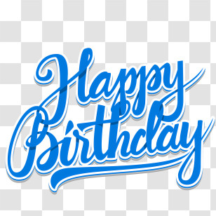 Birthday - Happy Birthday Blue Typography Transparent PNG