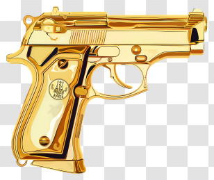 Gold Gun - Gold-Plated Handgun Design Transparent PNG