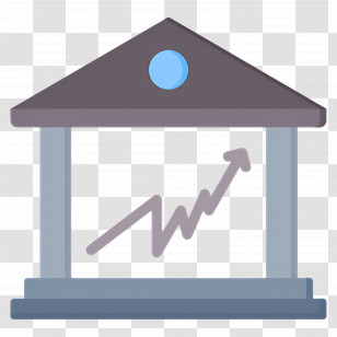 Stock Market - Bank Building With Growth Graph Transparent PNG
