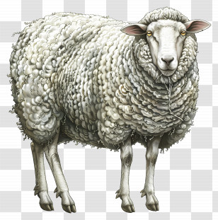 Woolly Sheep Illustration - Realistic Woolly Sheep With Detailed Fur Transparent PNG