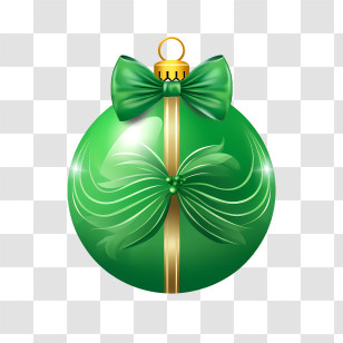 Christmas Ball - Green Christmas Ornament With Bow Transparent PNG