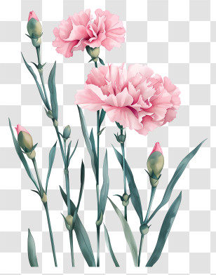 Pink Carnation - Pink Carnation Flowers With Buds Transparent PNG