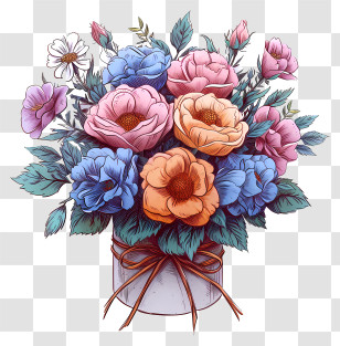 Pastel Flower Arranging - Floral Bouquet In Elegant Vase Transparent PNG