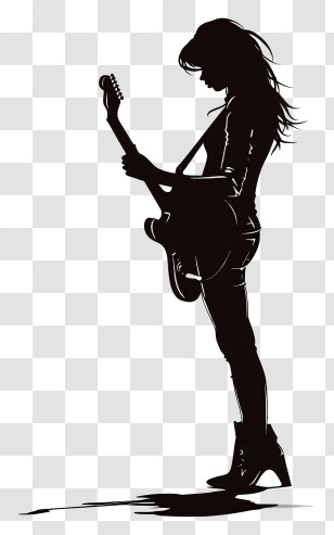 Guitar - Guitarist Woman Silhouette Playing Transparent PNG