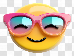 Sunglasses Emoji - Cool Emoji With Pink Sunglasses Transparent PNG