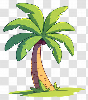 Palm Tree - Cartoon Tropical Palm Tree In Summer Setting Transparent PNG