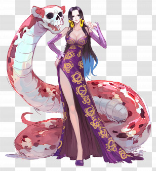 Boa Hancock - Woman With Snake In Elegant Dress Transparent PNG