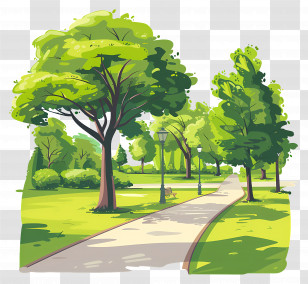 City Park Scene - Sunny Pathway In A Park Transparent PNG