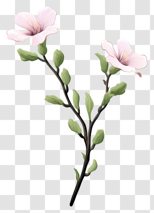 Tree Branch - Beautiful Pink Flower Branch Illustration Transparent PNG
