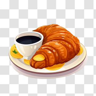 Croissant Bread - Croissant And Coffee Morning Delight Transparent PNG